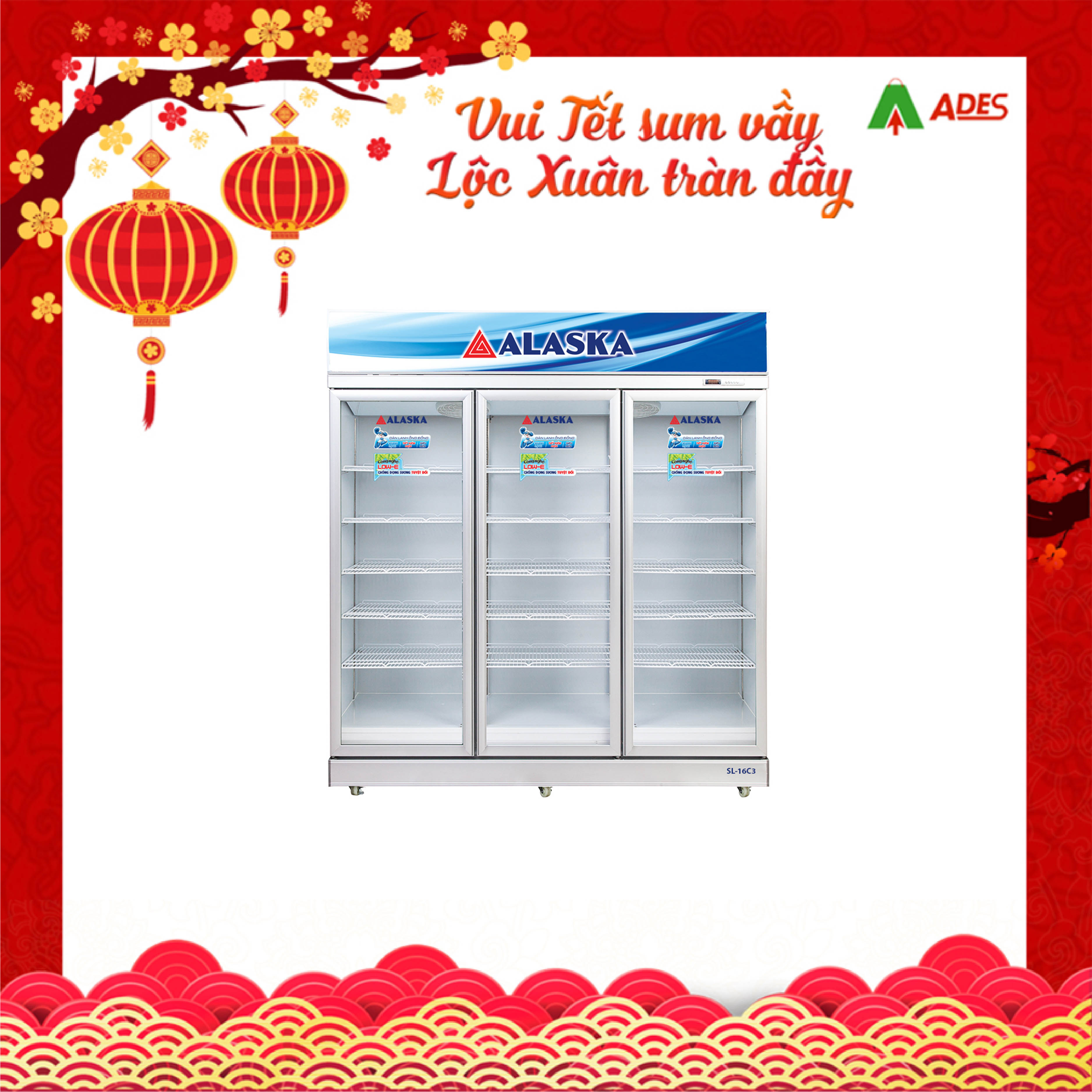 Tủ mát lớn dàn đồng 3 cửa Alaska SL-14C3 | Điện máy giá gốc ADES
