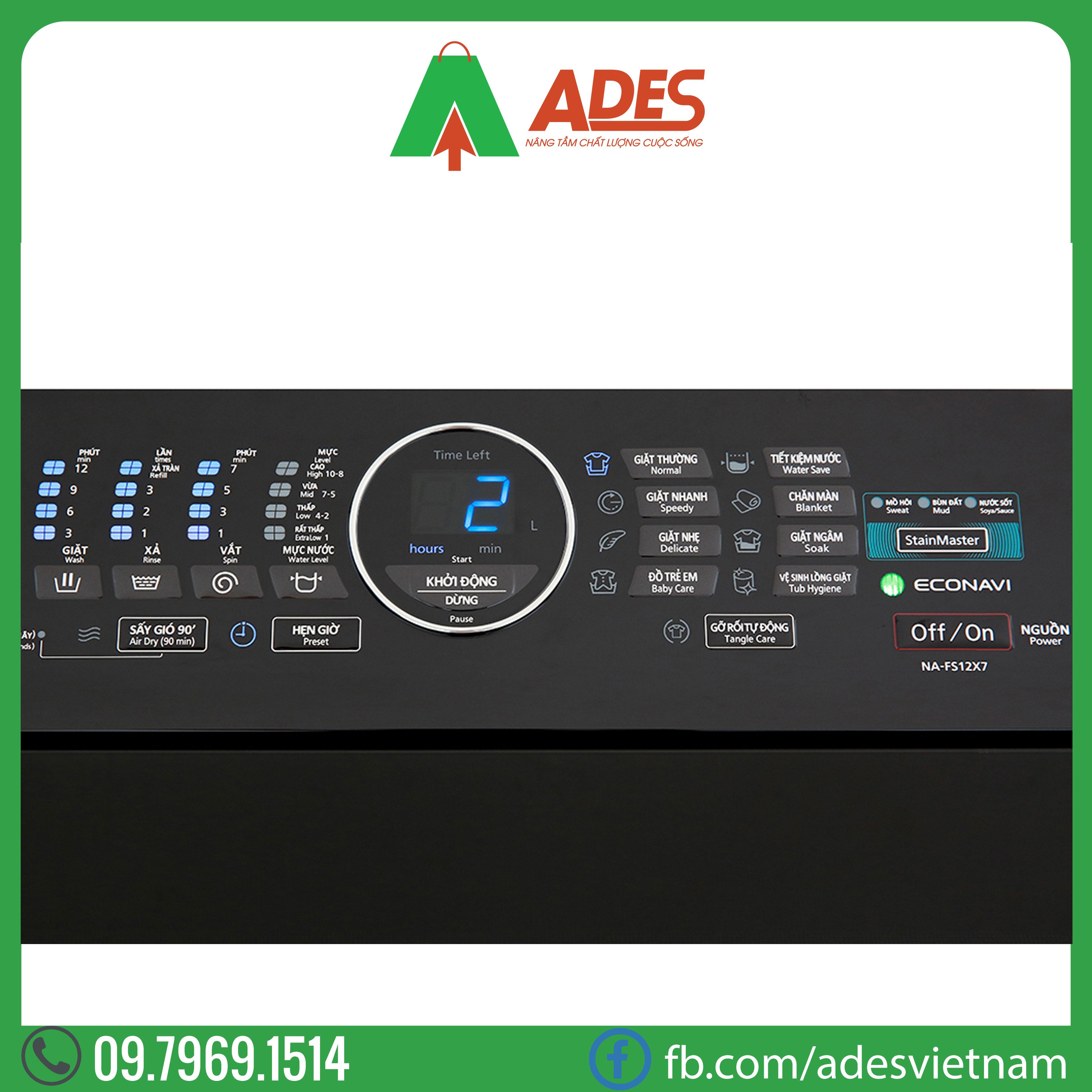 may giat panasonic inverter 12.5 kg na-fs12x7lrv | chinh hang, gia re