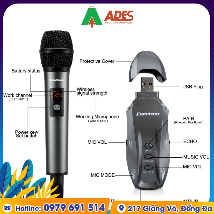 Mic Karaoke Excelvan K18V chinh hang