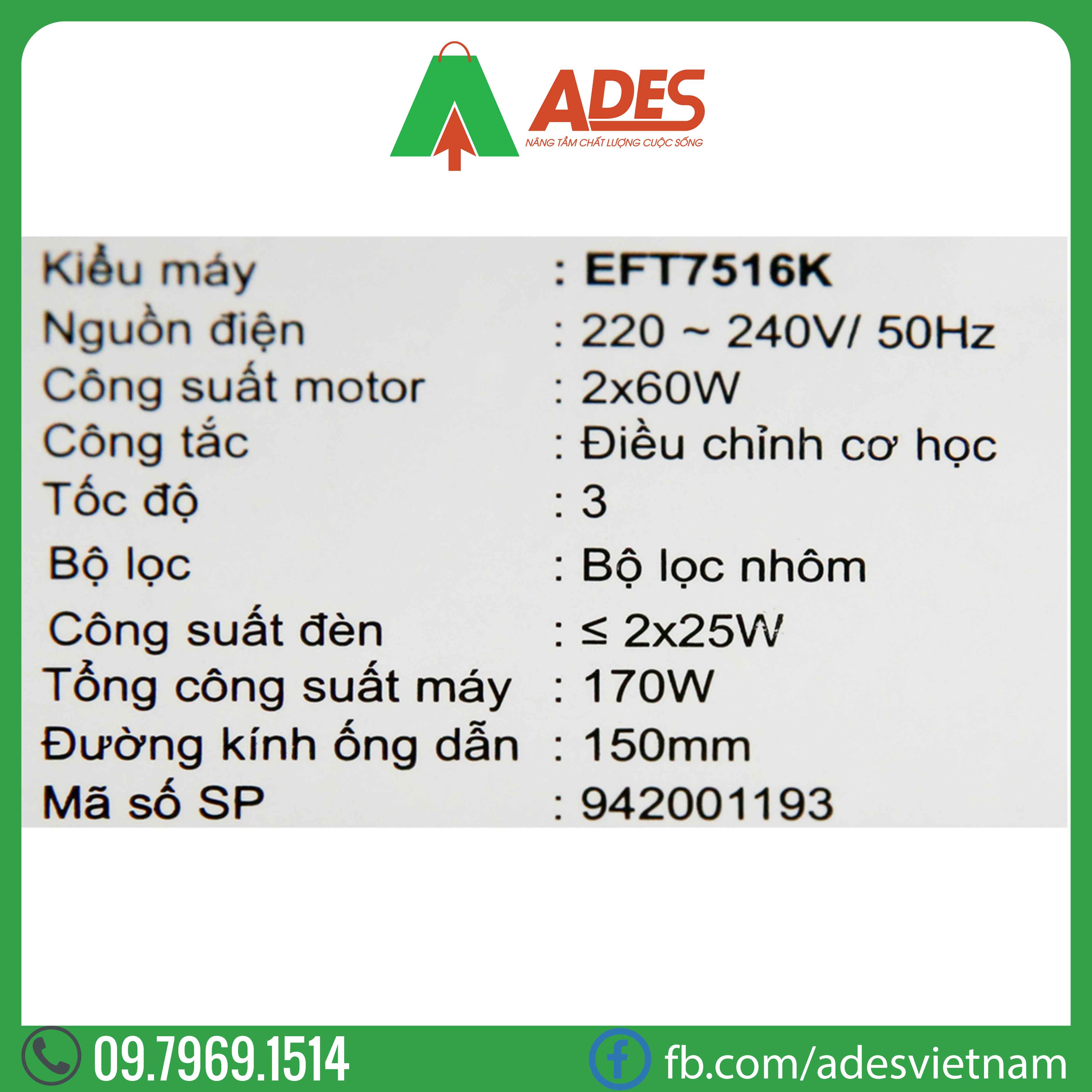 May hut mui Electrolux EFT7516K