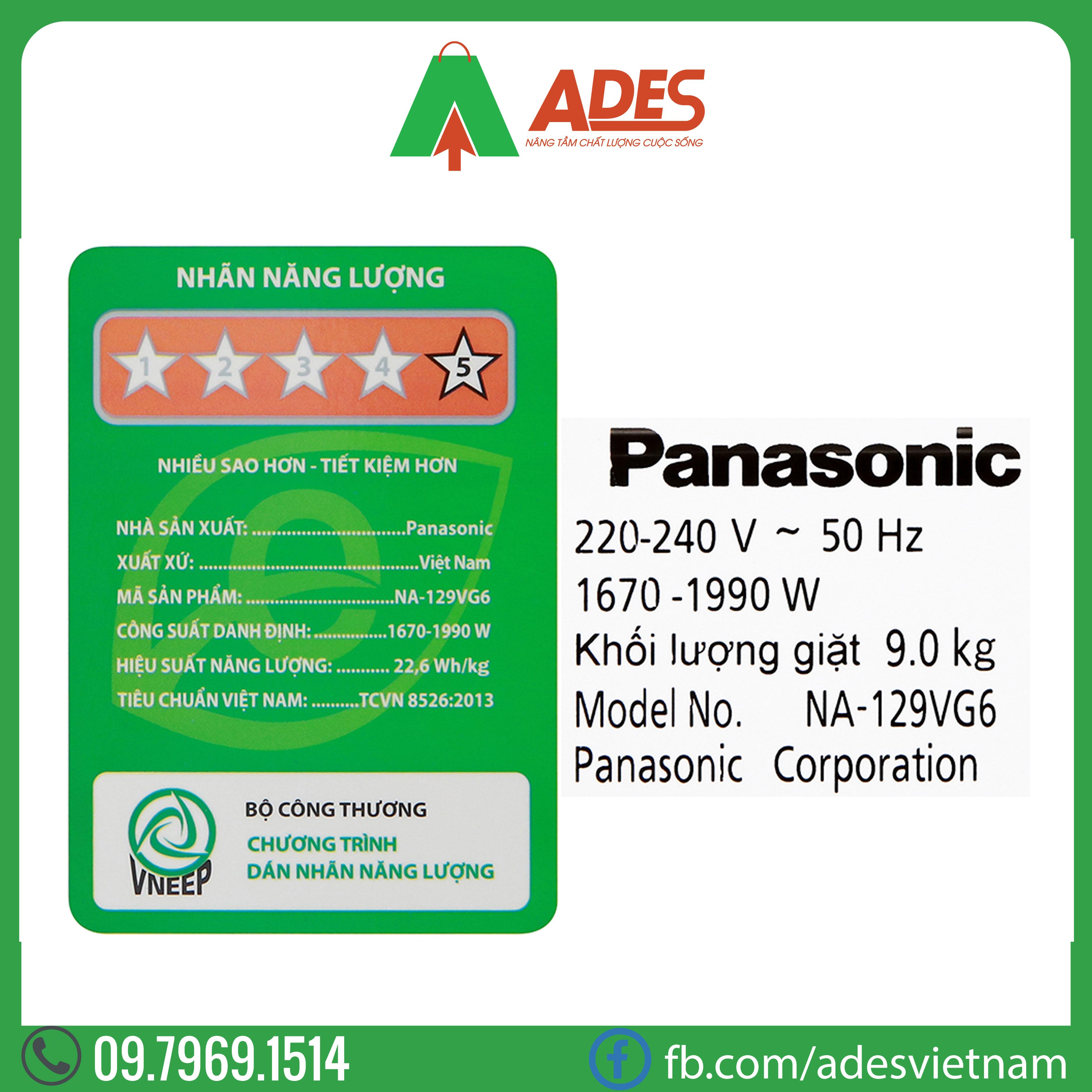 may giat panasonic inverter 9 kg na-129vg6wv2