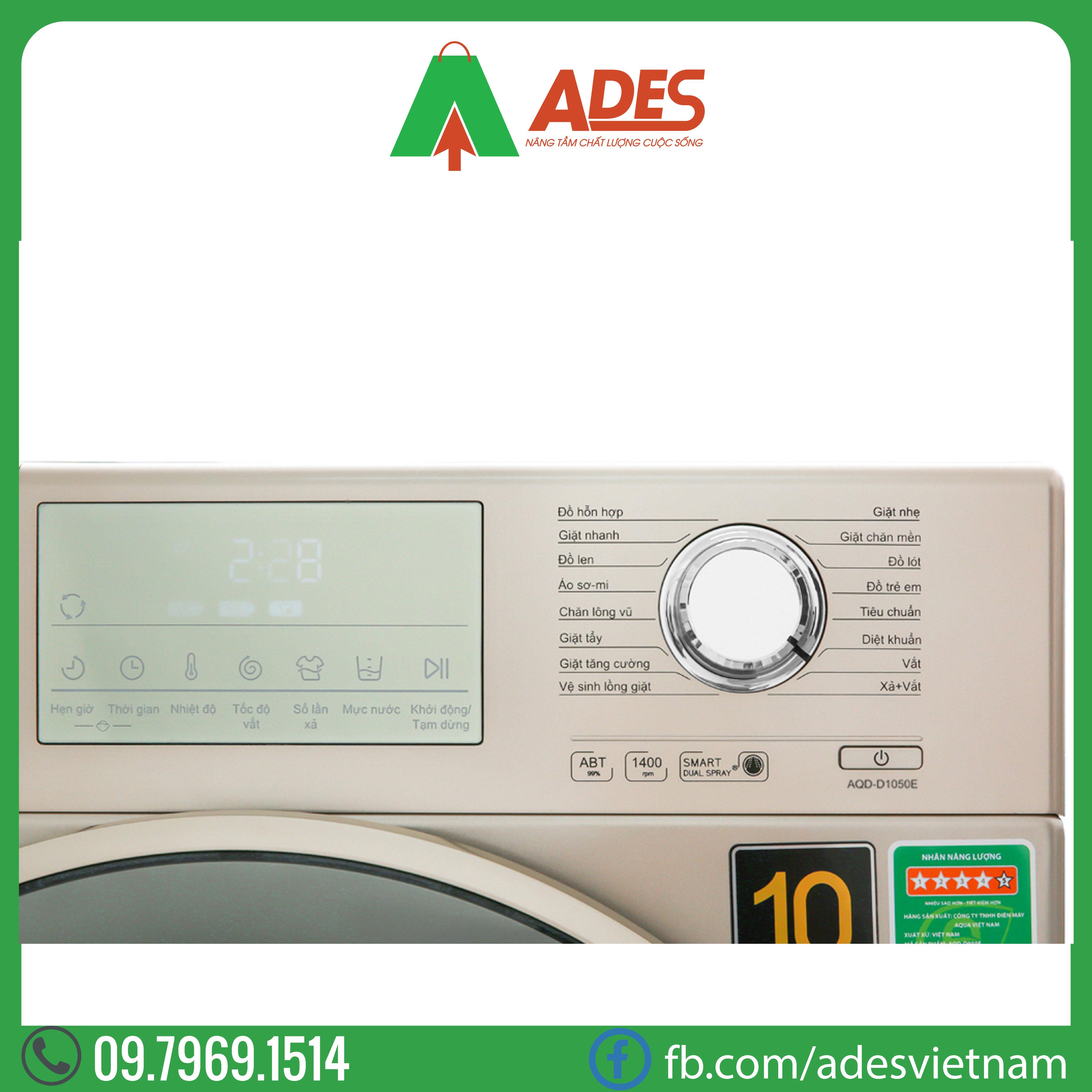 may giat aqua inverter 10.5 kg aqd-d1050e n | chinh hang, gia re