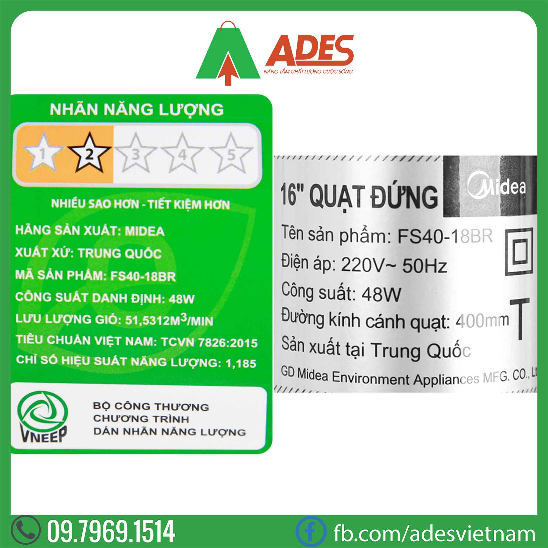 Quat dung Midea FS40-18BR