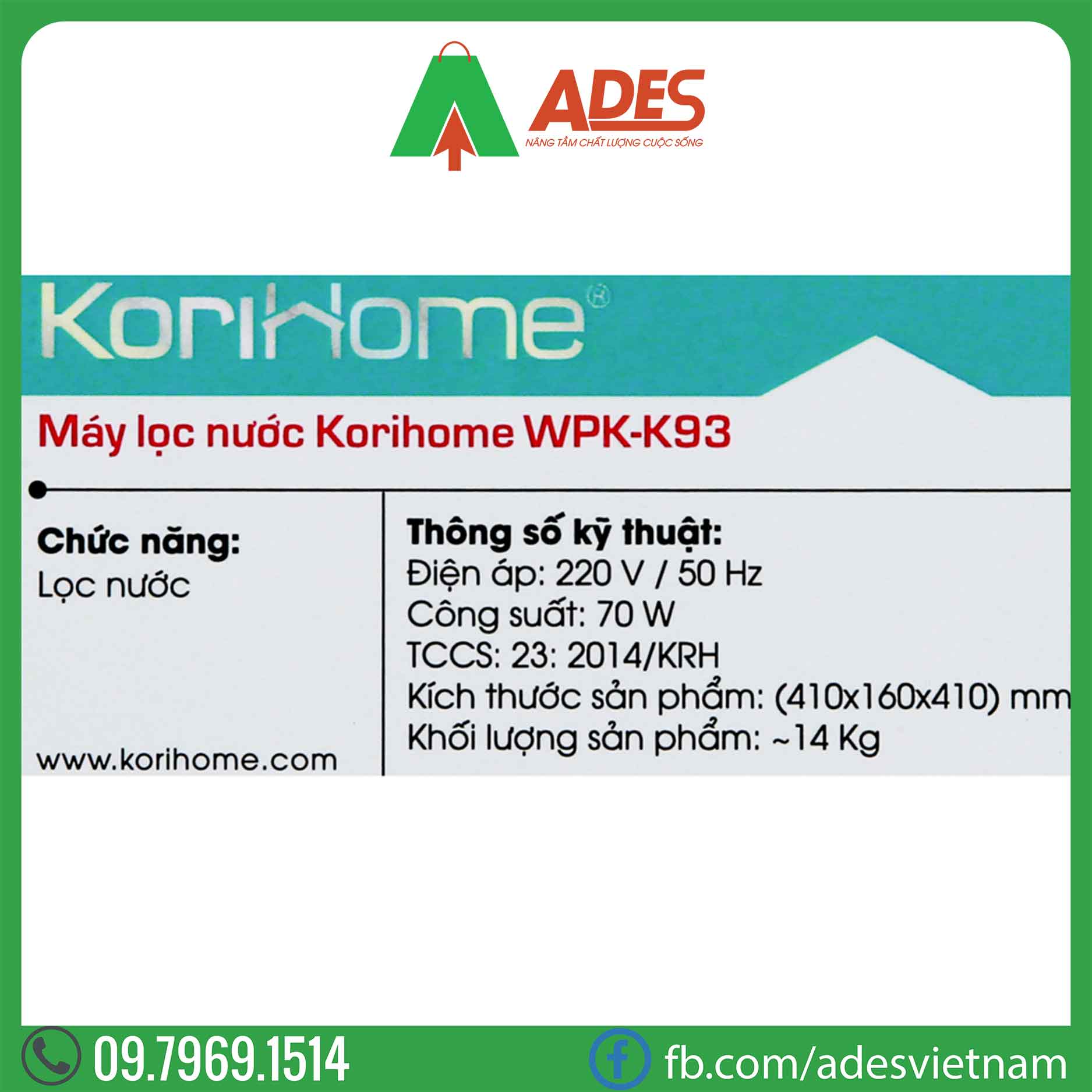 May loc nuoc KoriHome WPK-K93