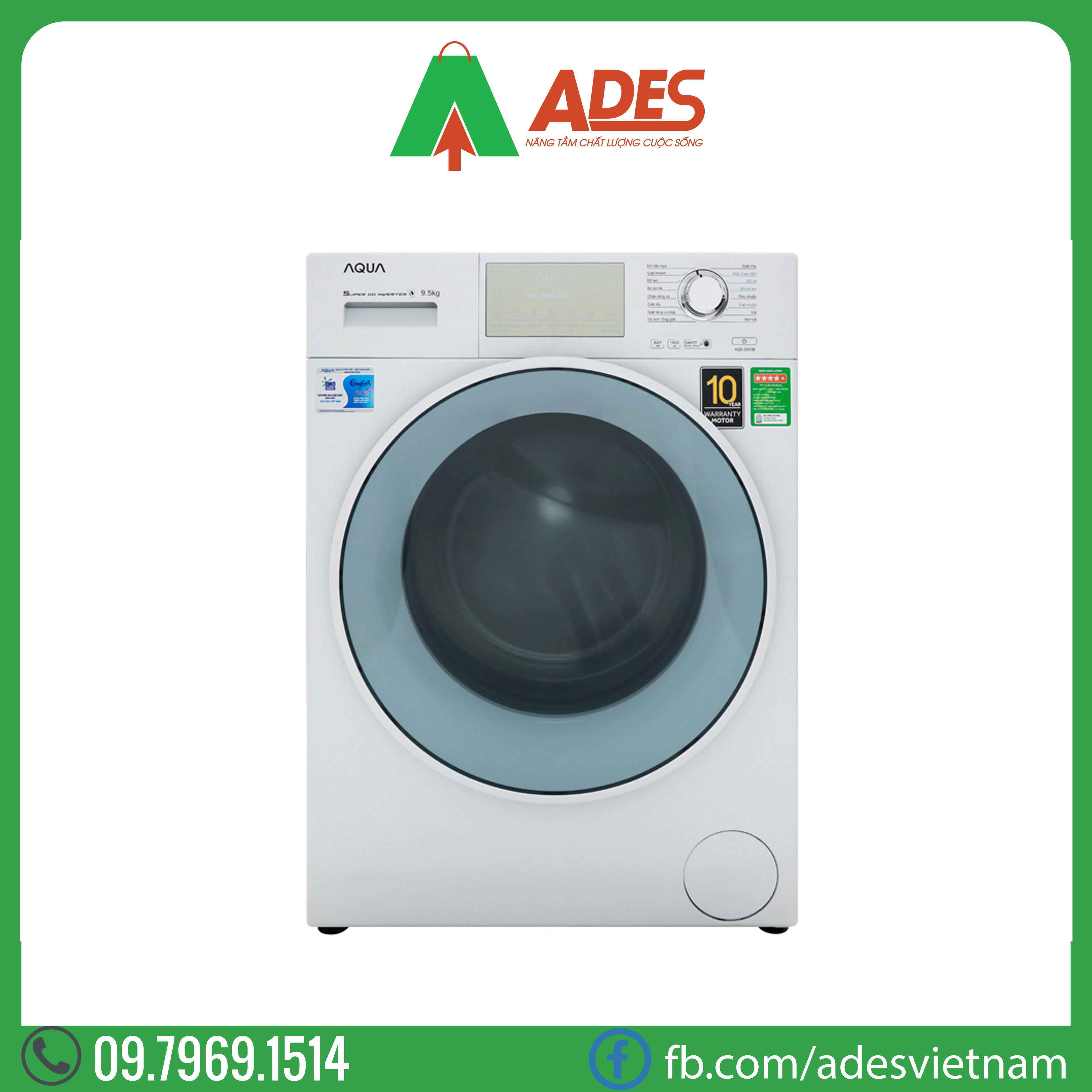 may giat aqua inverter 9.5kg aqd-d950e w | chinh hang, gia re