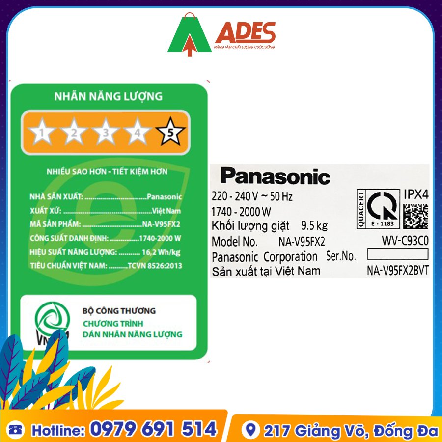 Nhan nang luong May Giat Panasonic NA-V95FX2BVT