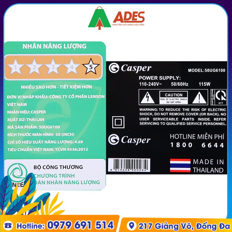 nhan nang luong Smart Tivi Casper 4K 50 inch 50UG6100