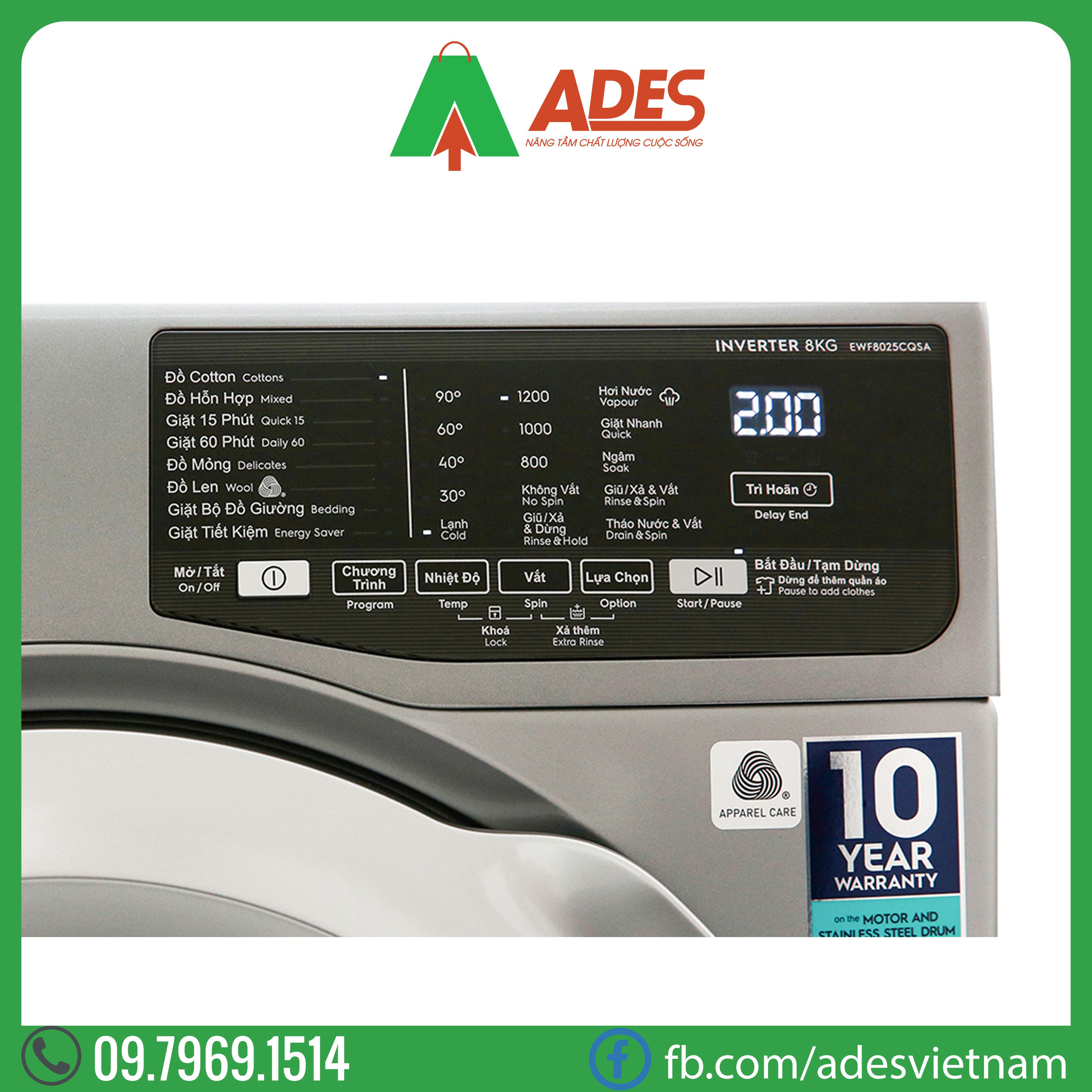 May giat Electrolux 8 KG EWF8025CQSA