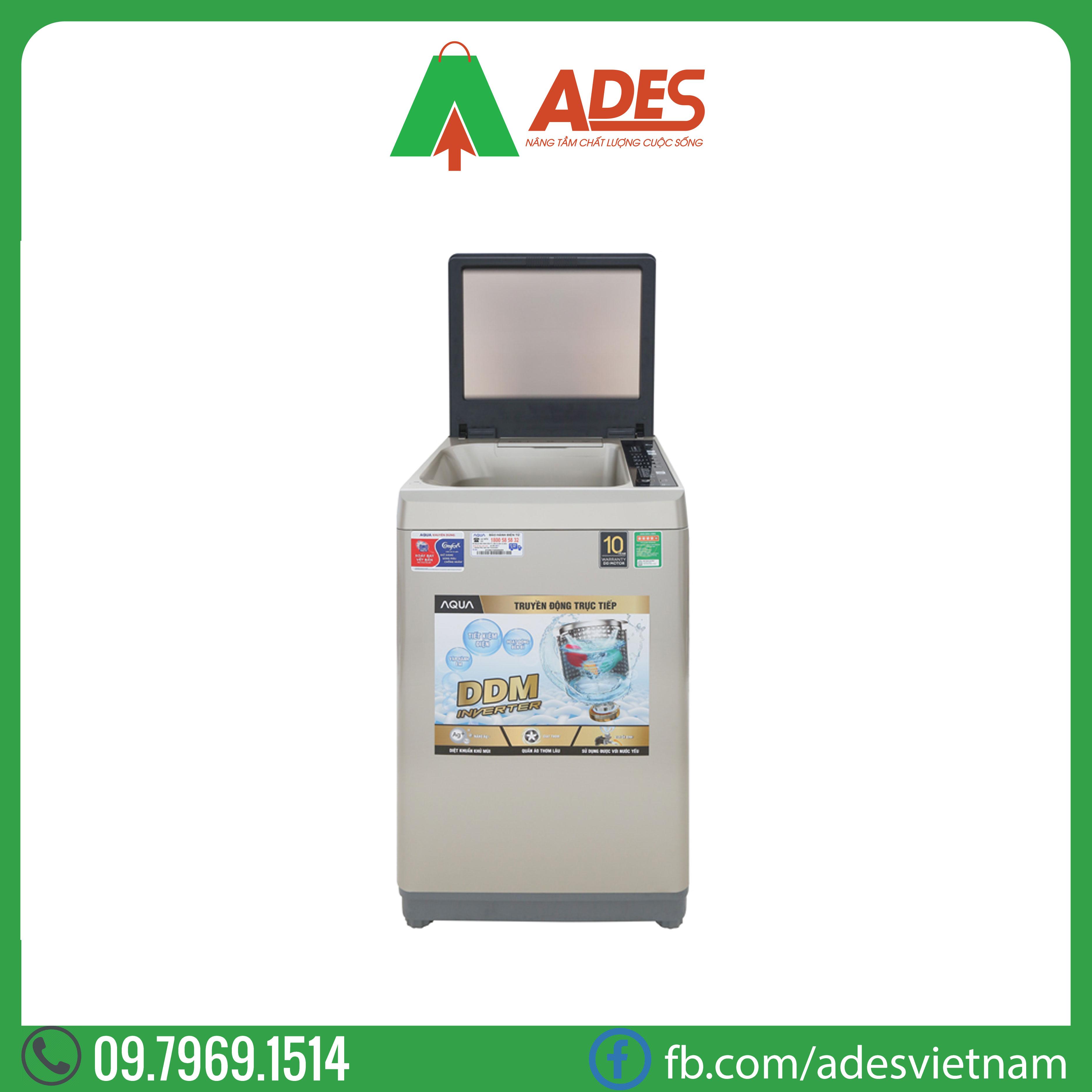 may giat aqua inverter 9 kg aqw-d90ct n | chinh hang, gia re