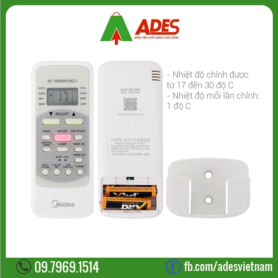 Dieu hoa 1 chieu Midea 2 HP MSAFB-18CRN8 18000BTU