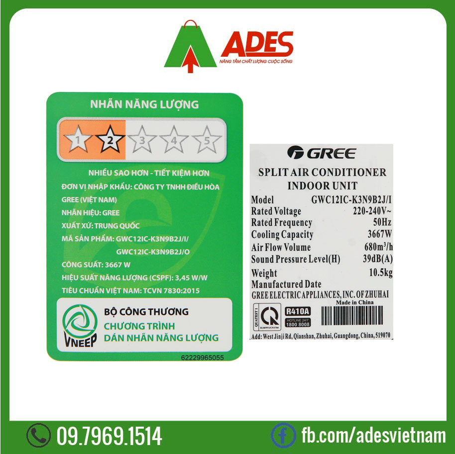 Dieu hoa 1 chieu 1.5 HP Gree GWC12IC-K3N9B2J