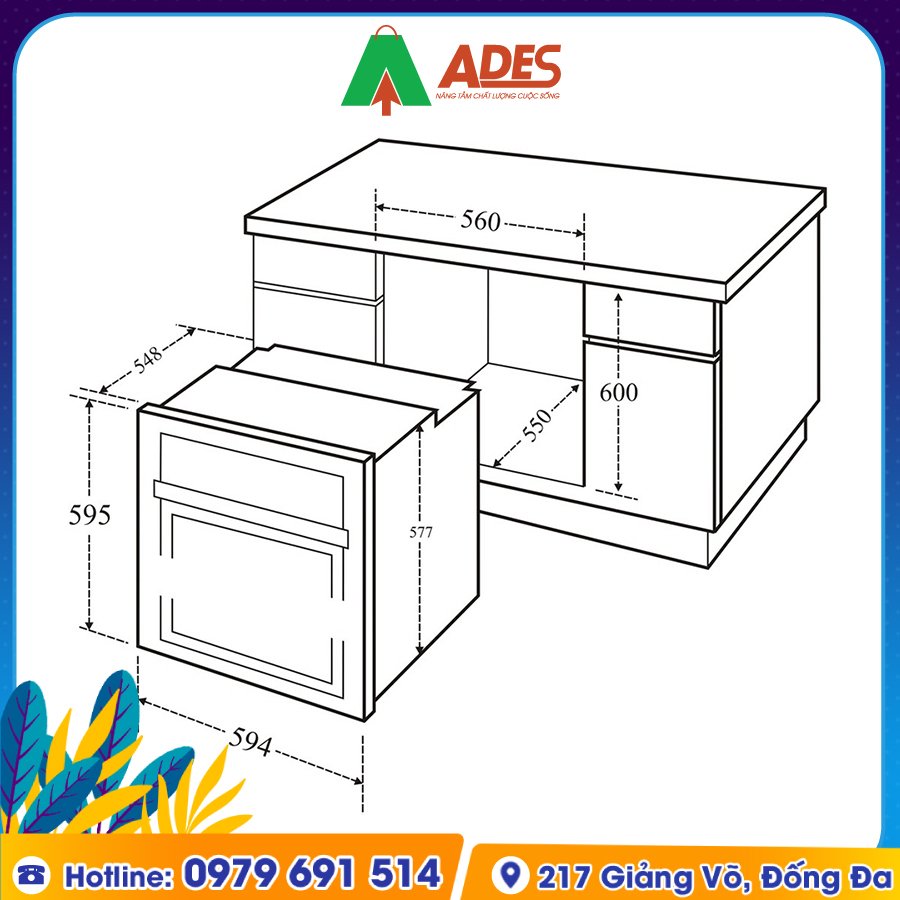 kich thuoc Lo Nuong Am Tu Bosch HBA512BR0