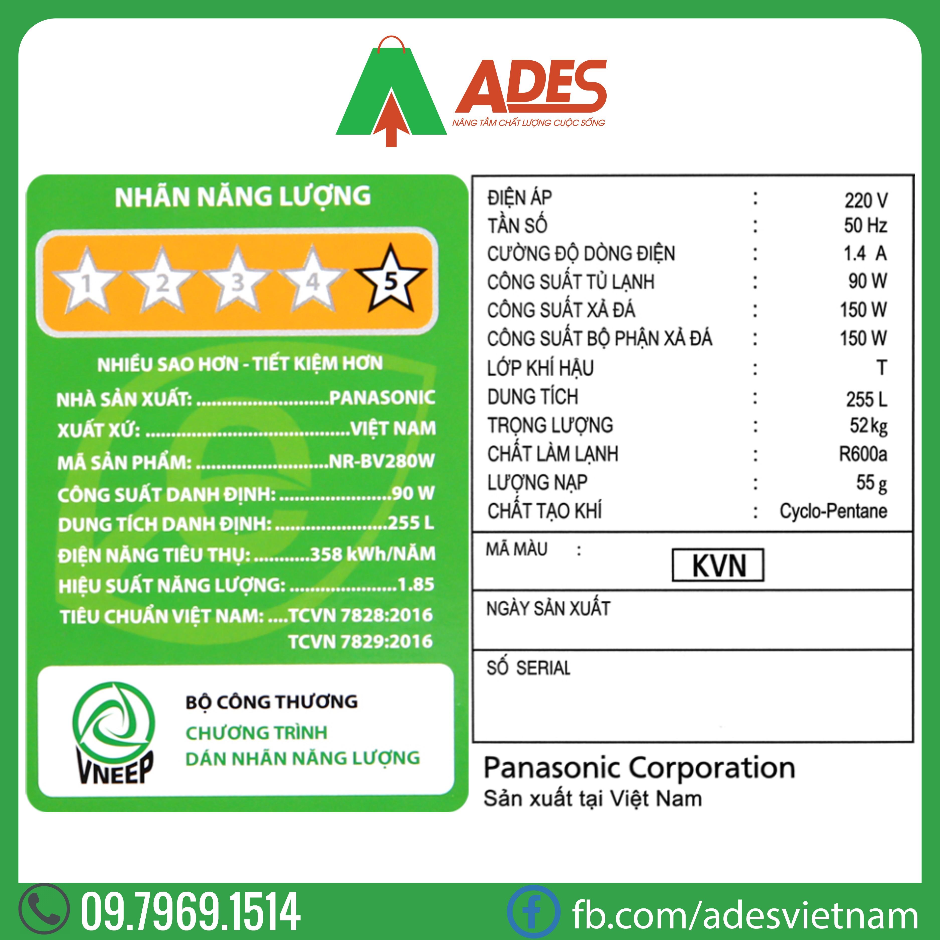 tu lanh Panasonic Inverter NR-BV280WKVN