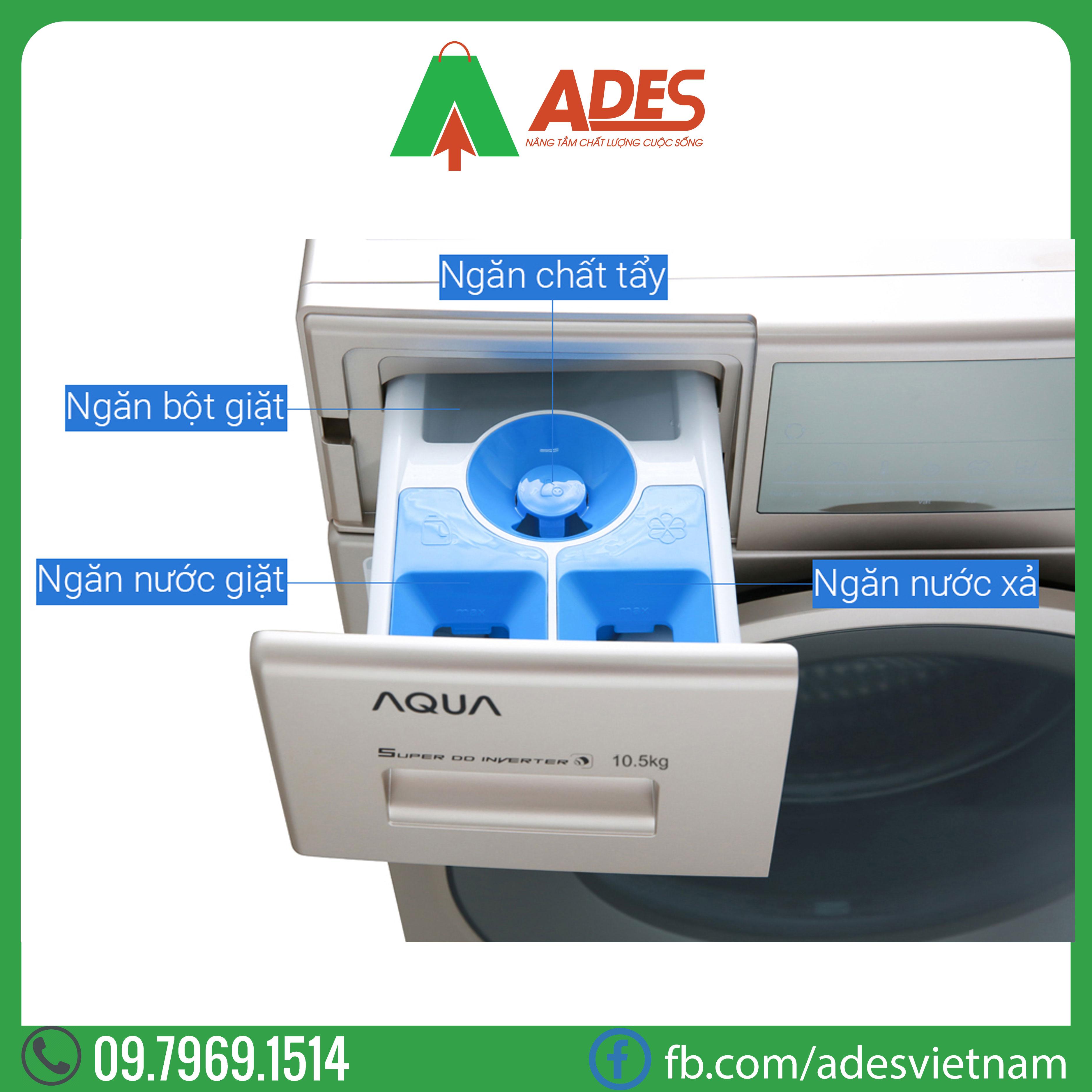 may giat aqua inverter 10.5 kg aqd-d1050e n | chinh hang, gia re