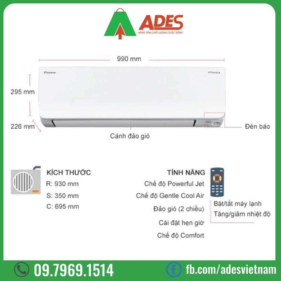 Dieu hoa Daikin Inverter FTKM50SVMV 1 Chieu 2HP