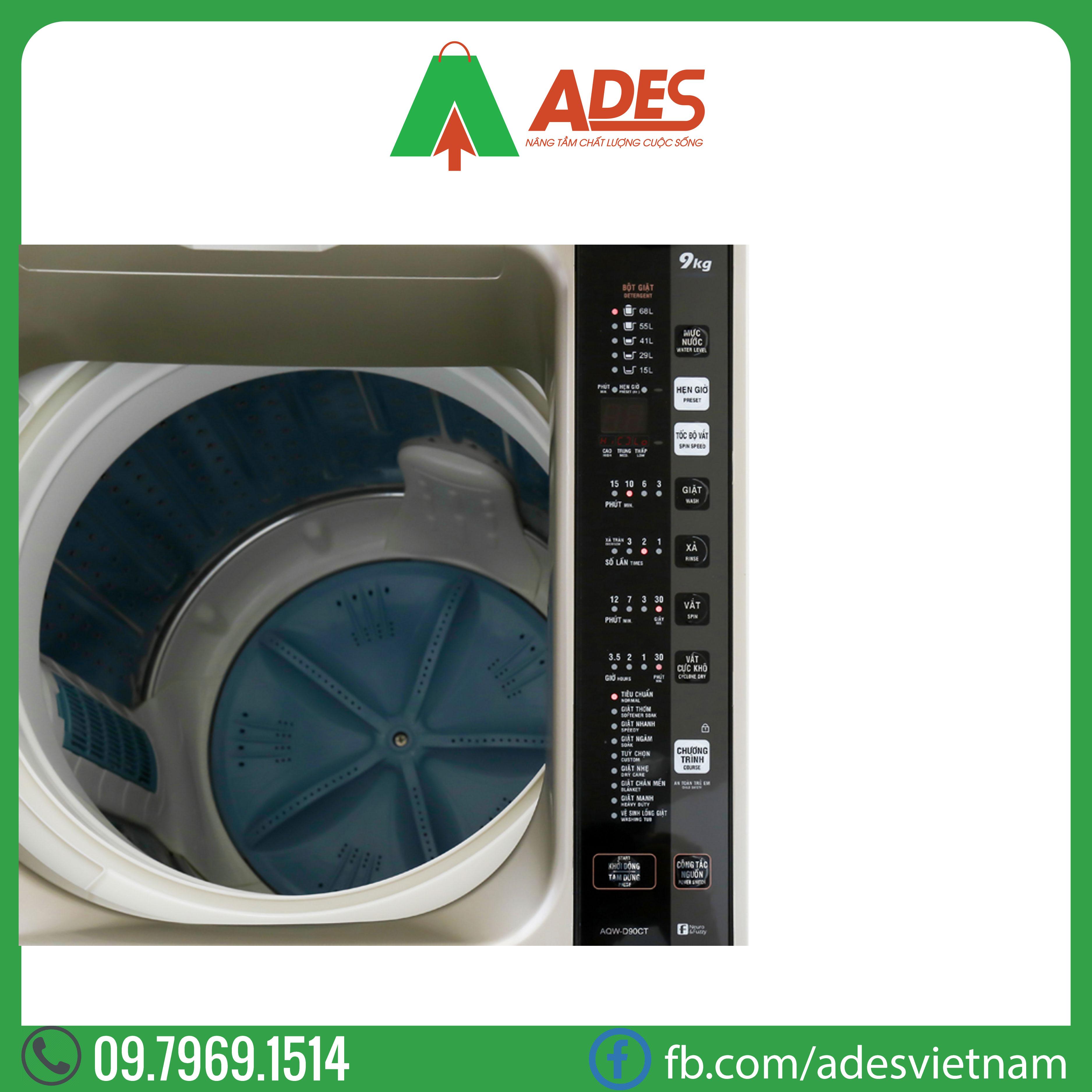 may giat aqua inverter 9 kg aqw-d90ct n | chinh hang, gia re