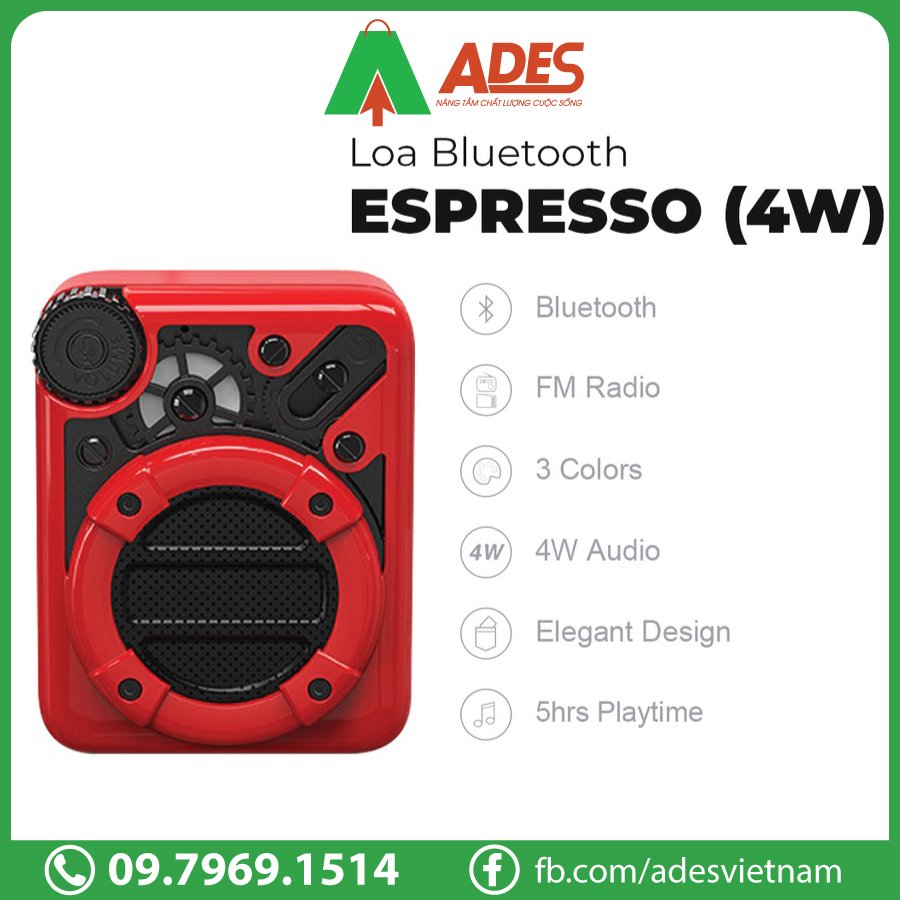 Loa Bluetooth Divoom Espresso Flaming Red da tinh nang