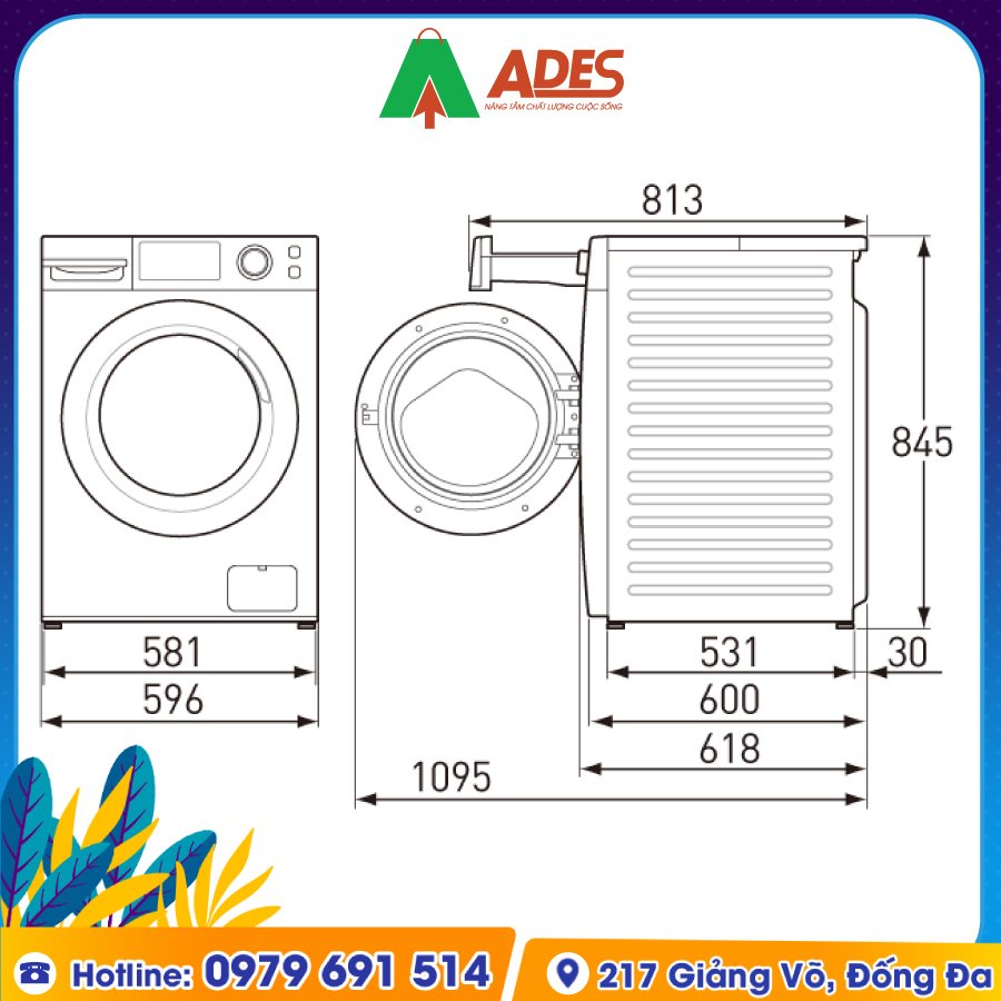 Kich thuoc May Giat Panasonic NA-V90FX2LVT