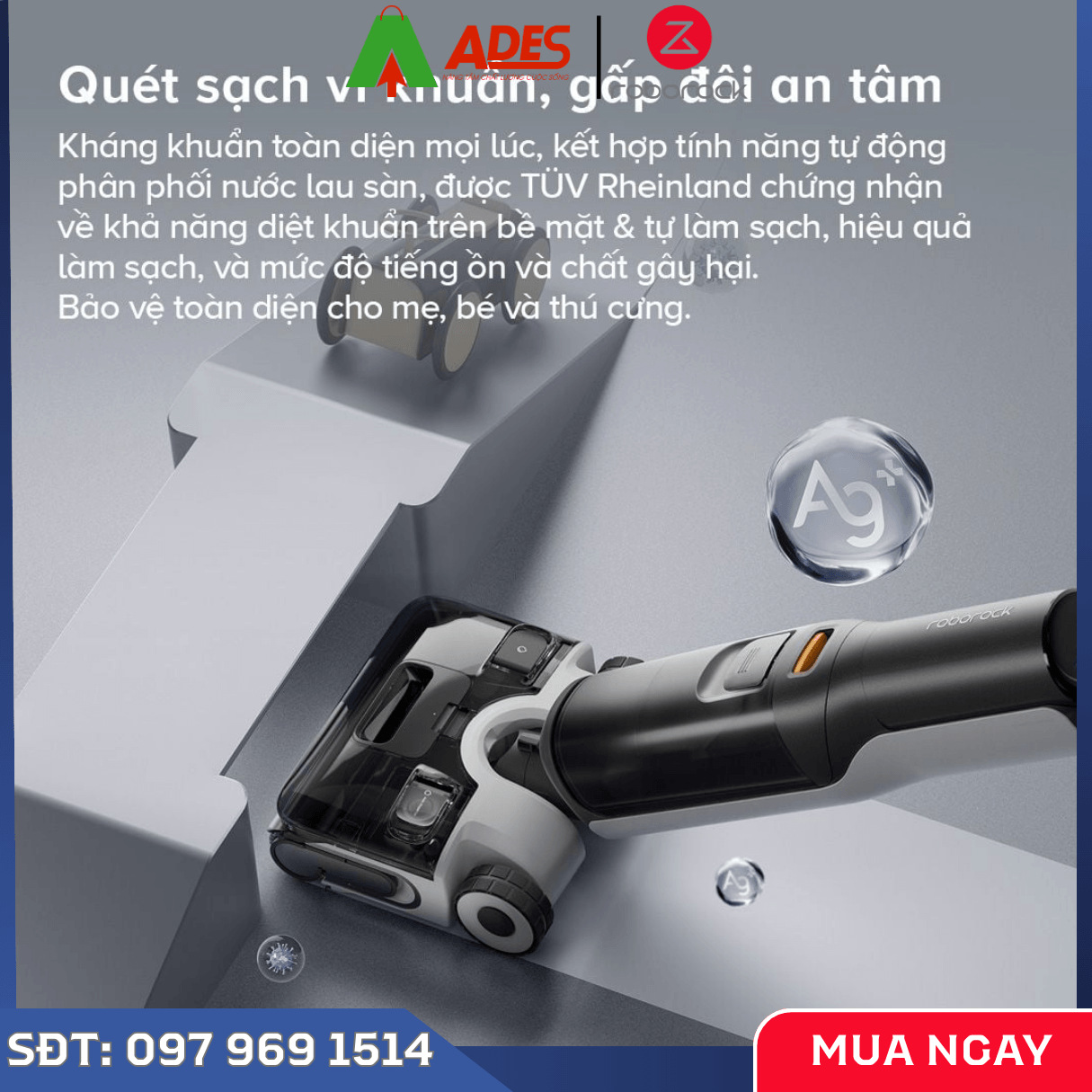 Máy Hút Bụi Cầm Tay Roborock F25 lực hút mạnh 20.000 Pa