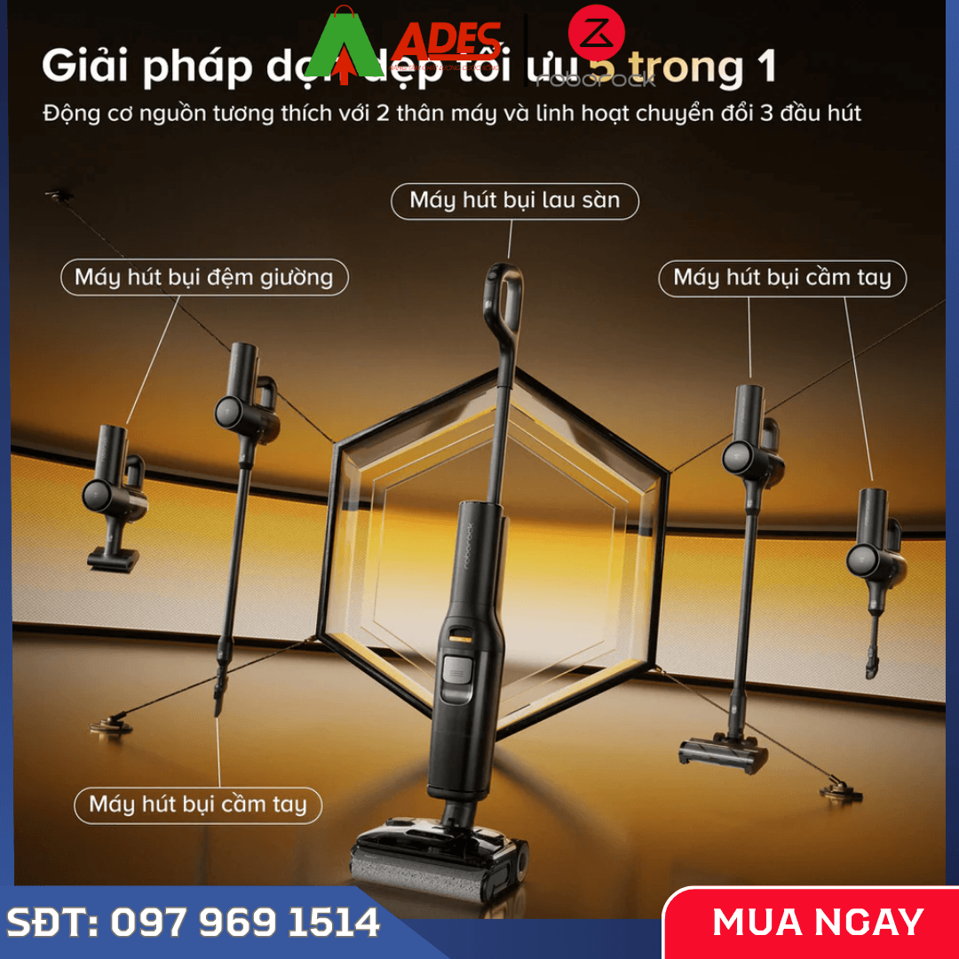 Máy hút bụi lau nhà cầm tay Roborock F25 ACE Combo (5-in-1) lực hút 20.000 Pa