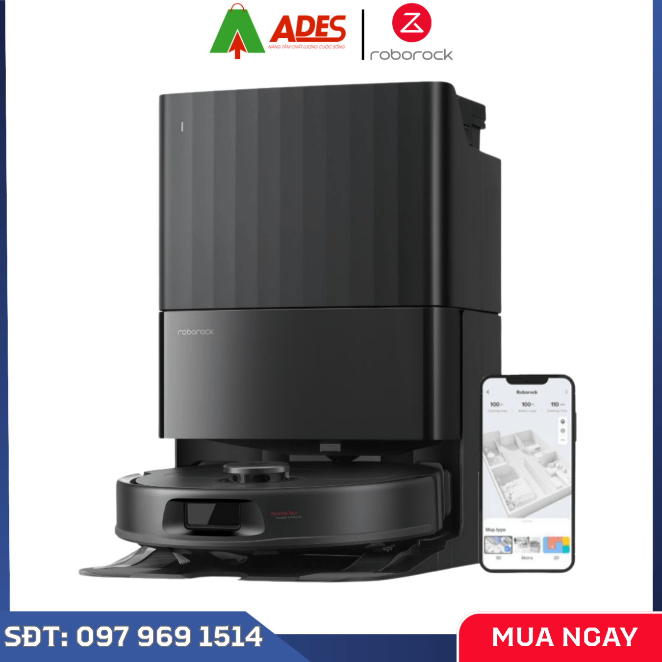 Robot hút bụi Roborock QR 798 lực hút mạnh, lau nhà sạch, tránh vật cản thông minh