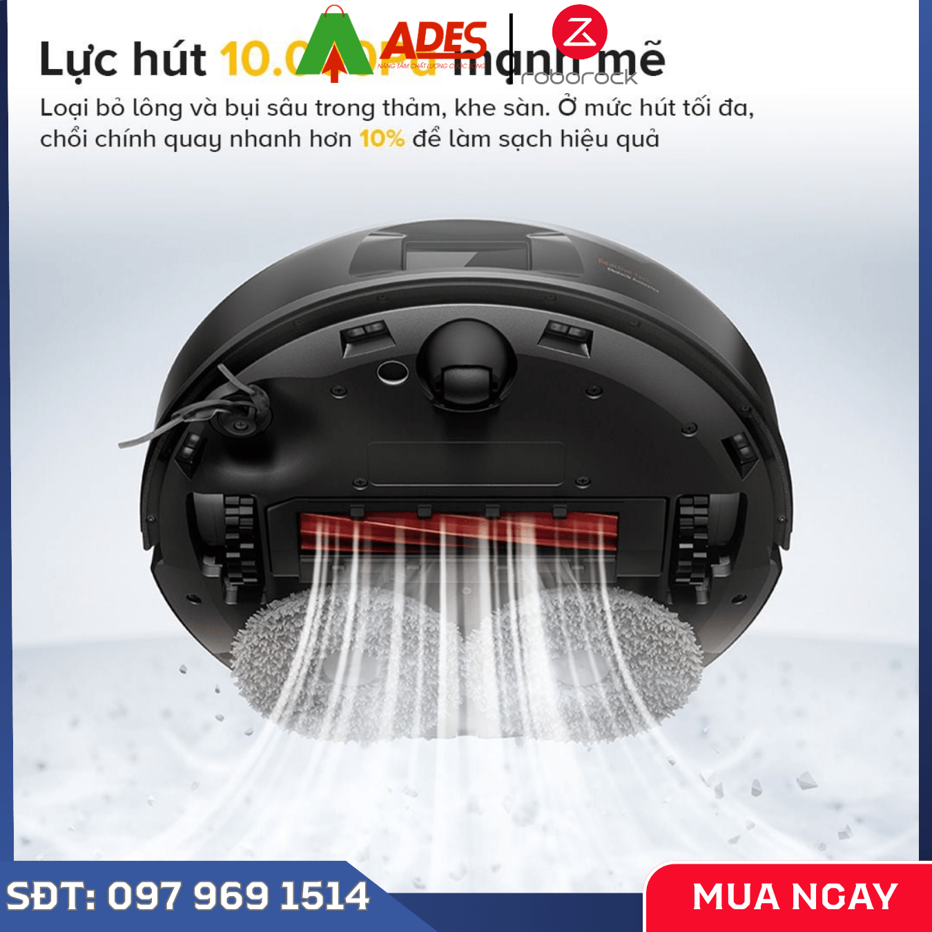 Robot hút bụi Roborock QR 798 lực hút mạnh, lau nhà sạch, tránh vật cản thông minh