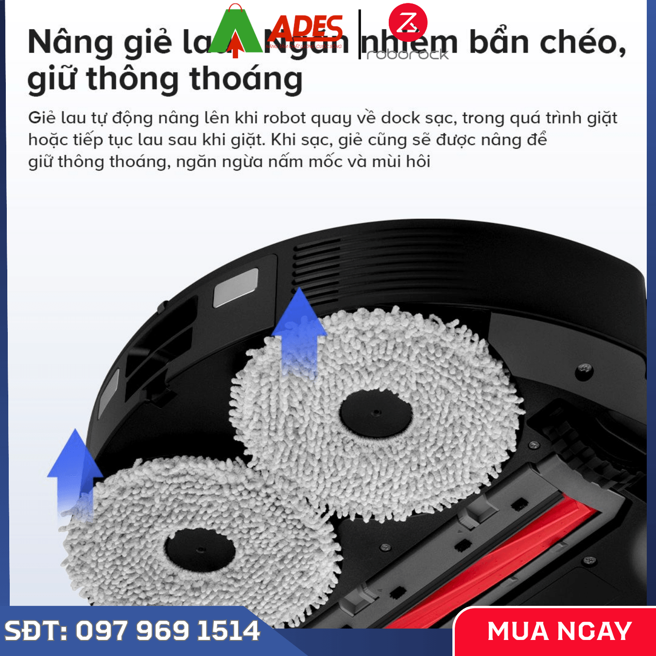 Robot hút bụi Roborock QR 798 lực hút mạnh, lau nhà sạch, tránh vật cản thông minh