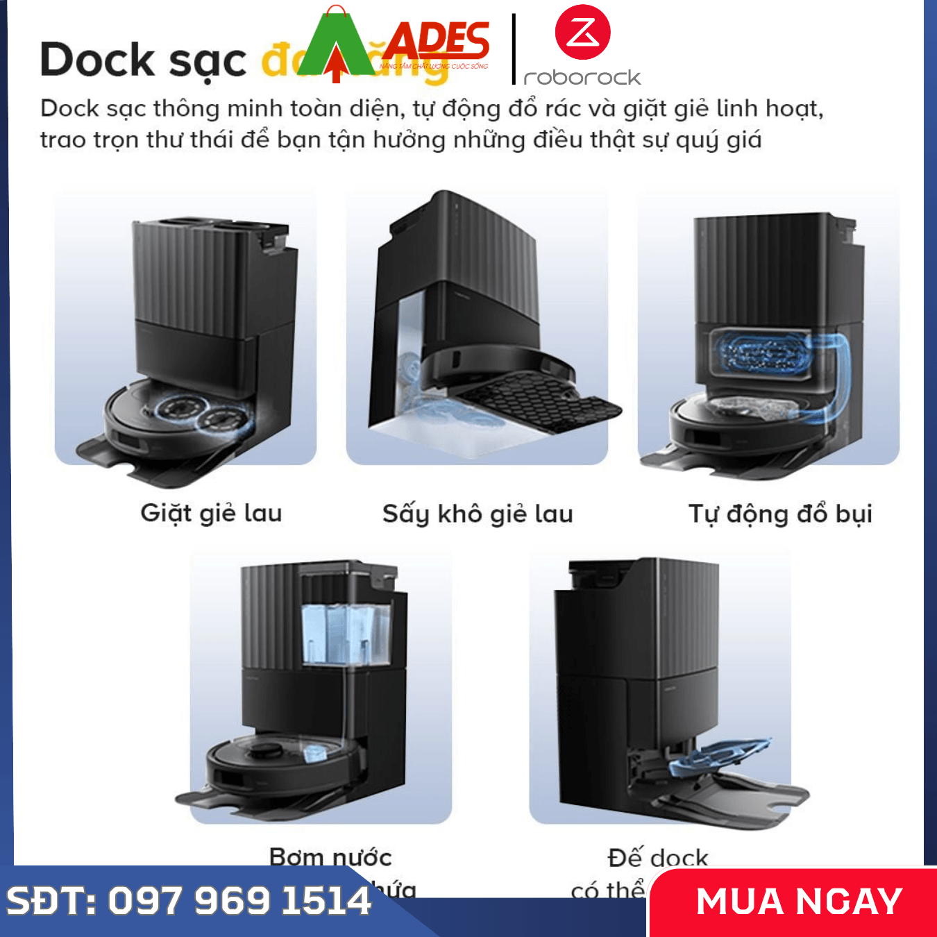 Robot hút bụi Roborock QR 798 lực hút mạnh, lau nhà sạch, tránh vật cản thông minh