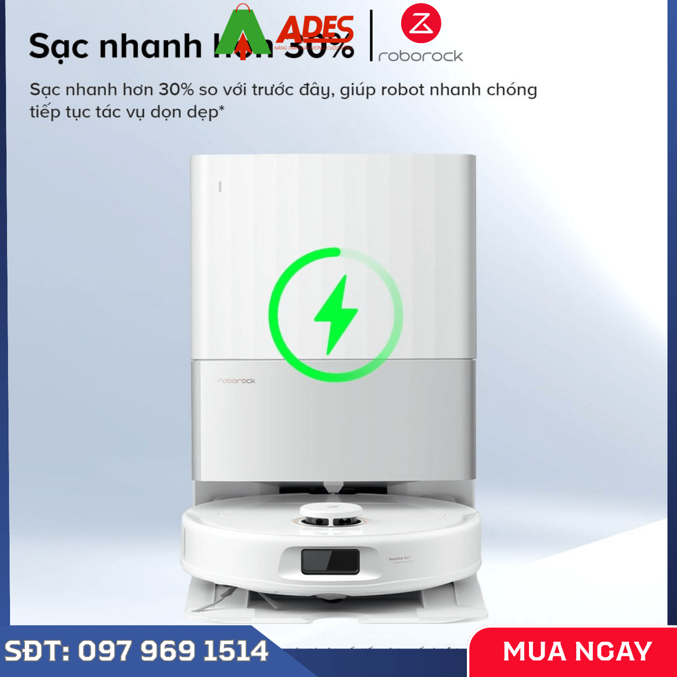 Sạc nhanh làm sạch diện tích lớn tới 300m2