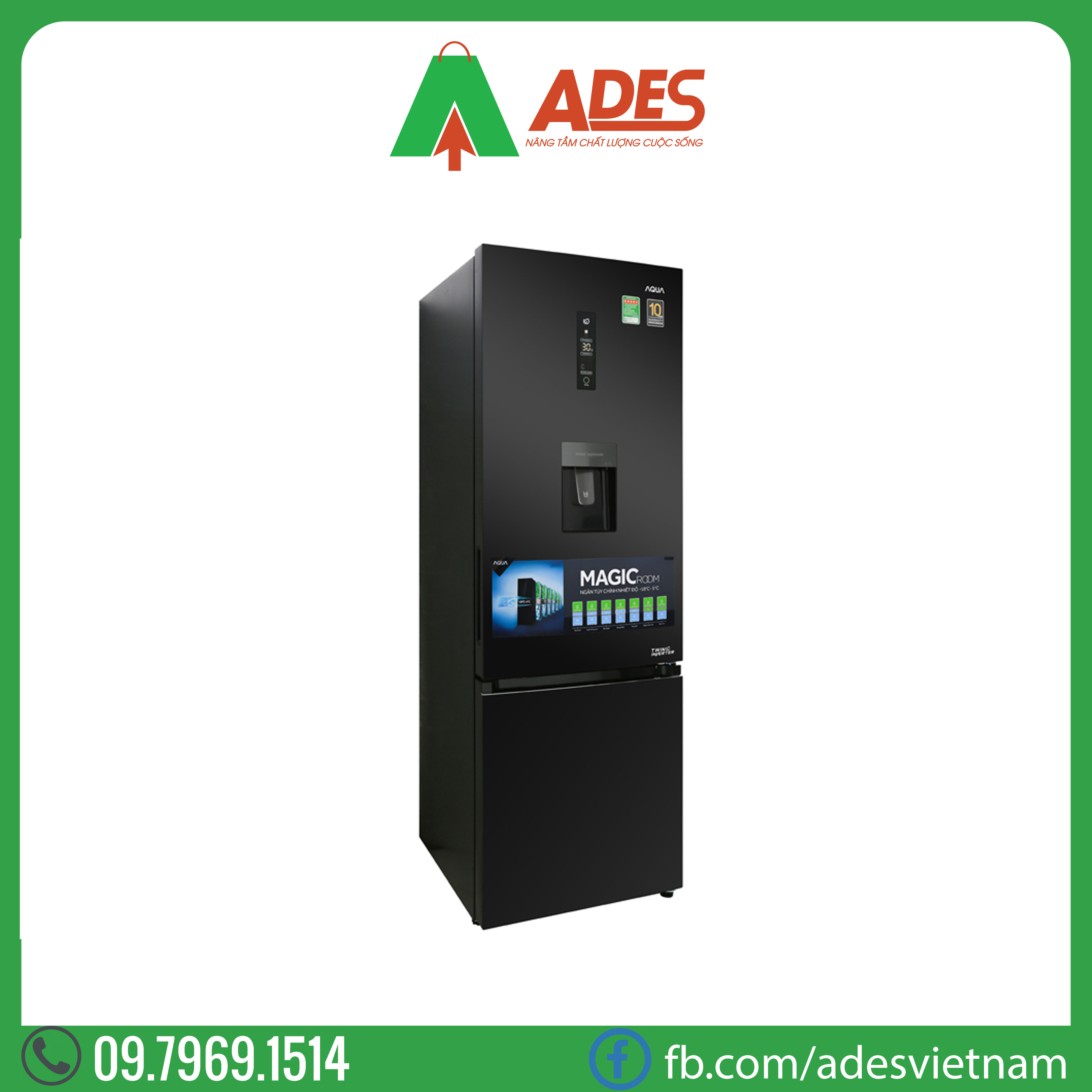 tu lanh aqua inverter 320 lit aqr-iw378eb bs | chinh hang, gia re