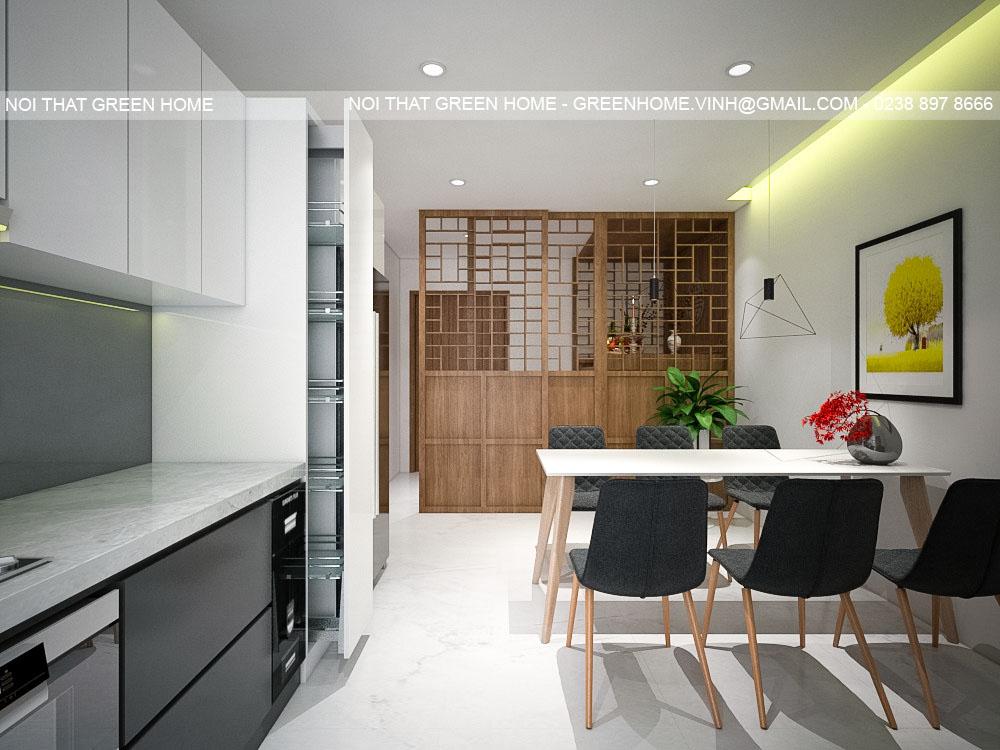 Phòng bếp được thiết kế với không gian mở tạo cảm giác thoải mái