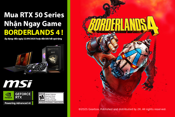 Mua GeForce RTX 50 Series Nhận ngay Borderlands 4 (Standard Edition) và Gilded Glory DLC!