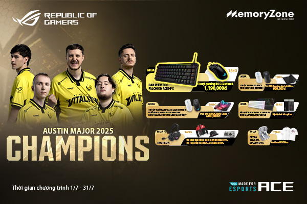 CƠN BÃO ROG: MỪNG VITALITY VÔ ĐỊCH AUSTIN MAJOR 2025 - NÂNG CẤP GEAR ROG, NHẬN QUÀ HẤP DẪN!