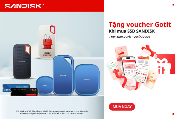 MUA SSD SANDISK - NHẬN NGAY VOUCHER GOTIT 300K