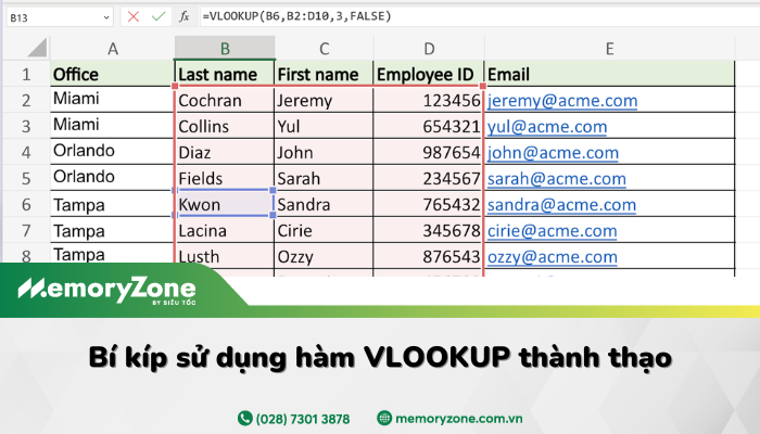 Bí kíp sử dụng hàm VLOOKUP thành thạo trong Excel trong tích tắc