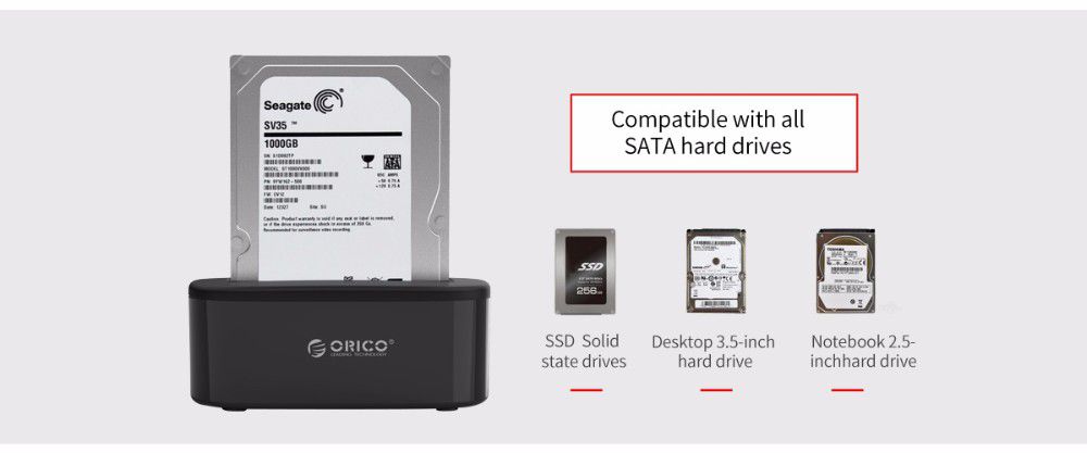 HDD Docking Orico 2.5" - 3.5" USB 3.0 Sata III 6218US3-BK