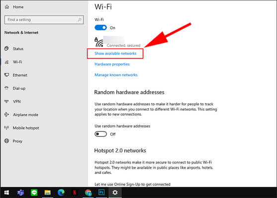 Ấn vào Show Available networks