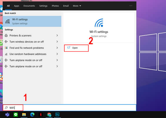 Bấm Windows + S và chọn Gõ Wifi