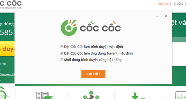 Cài đặt Cốc Cốc theo mong muốn