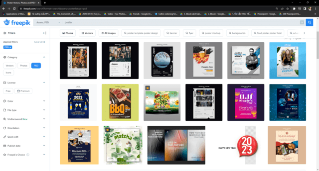 Người dùng có thể tìm các template trên Freepik