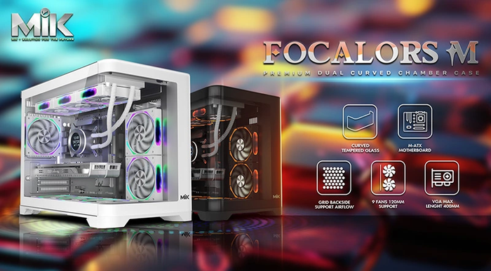 Case máy tính MIK FOCALORS M màu đen với thiết kế hiện đại