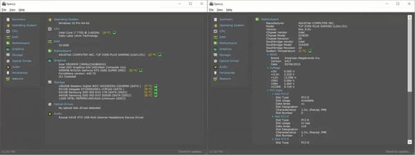 Cấu hình máy tính được thể hiện bằng Speccy