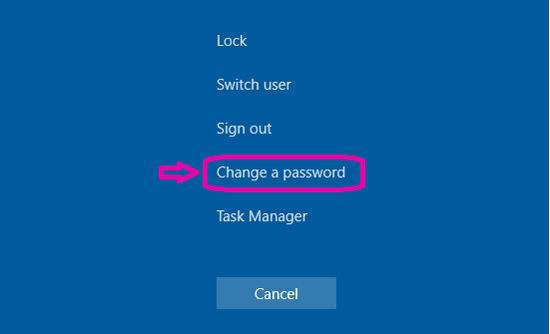 Chọn Change Password