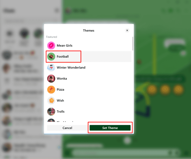 Chọn chủ đề và nhấn Set Theme