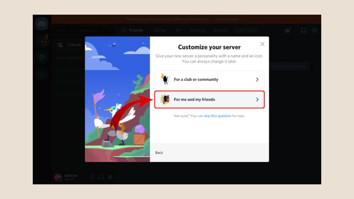 Chọn đối tượng tham gia server của bạn