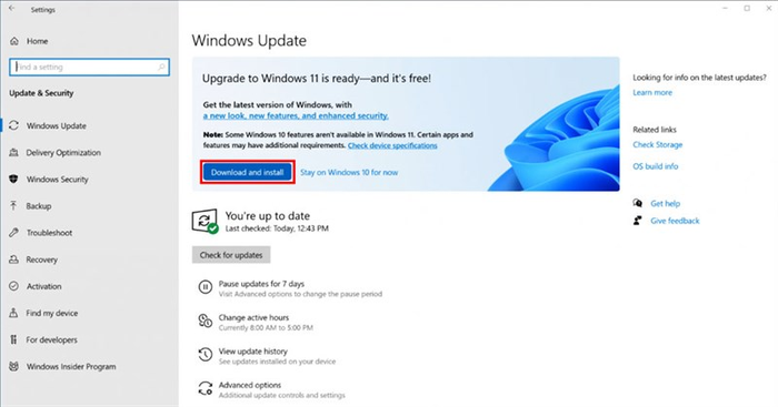 Chọn Download and install