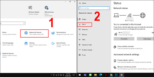 Vào Settings → Chọn Network & Internet → Wi-Fi