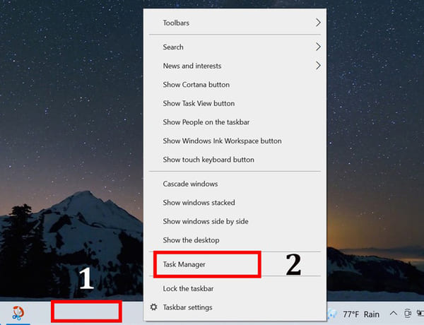 Chọn Taskbar → Task Manager