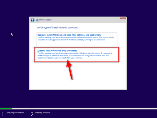 Chọn vào Custom: Install Windows only (Advanced)