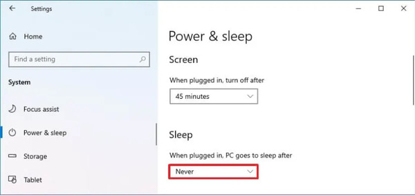  Chọn vào mục "Never"